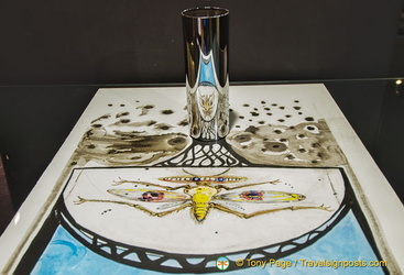 Dalí artwork - the glass picks up the image of the artwork